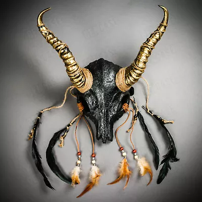 Antelope Devil Animal Skull With Impala Horns Halloween Masquerade Mask Headgear • $59.99