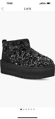 UGG Ultra Mini Chunky Sequin Platform Boot Women's Size US 6 Black • $70