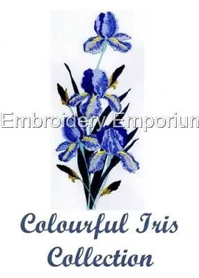 Colourful Iris Collection - Machine Embroidery Designs On Usb 4x4 5x7 & 7x12 • £16.95