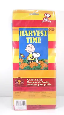 NEW Charlie Brown Peanuts GARDEN FLAG Snoopy Pumpkin Patch Harvest Time 28 X40  • $19.99