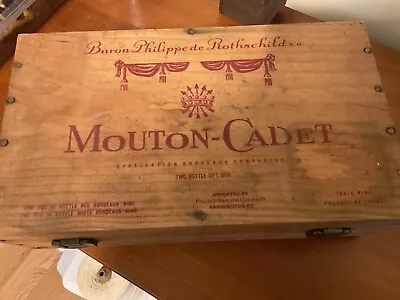 Vintage Mouton-Cadet Wooden Box Wine Crate Baron Philippe De Rothschild France • $26.25