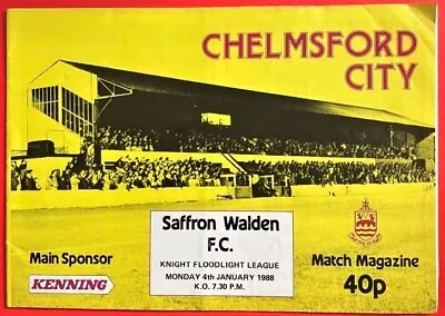 Chelmsford City  V Saffron Walden Knight Floodlight League  Programme 4/1/1988 • £0.99