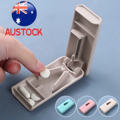 $6.49 • Buy Portable Pill Cutter Box Tablet Splitter Divider Convenient Medicine Organizer