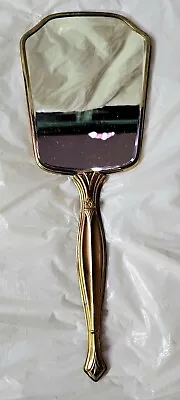 Vintage French Hand Mirror Brass Vanity Dresser Mirror  Art Deco 13  • $21.39