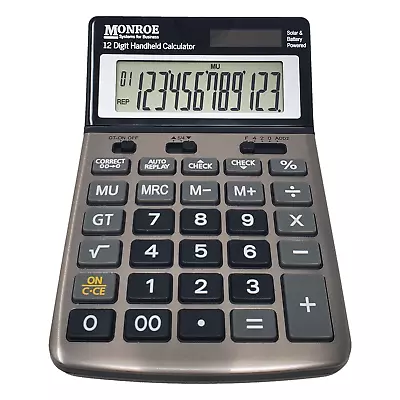 Monroe Handheld 12-Digit Calculator With Check And Correct Functionality (Black) • $19.46