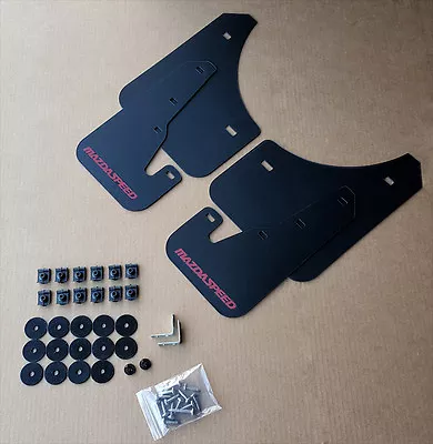 [SR] 04-09 Mazdaspeed 3 & Mazda 3 Mud Flaps Kit BLACK W/ Hardware & Vinyl Logo • $45