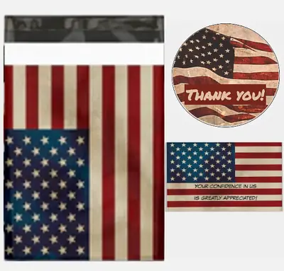 OLDE GLORY Poly Mailers 100 Each Mailers Insert Cards Stickers Ship Bundle FLAG • $28.89