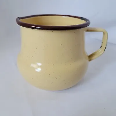 Vintage Enamel Small Metal Pitcher Cream Colored 3.5  • $9.95