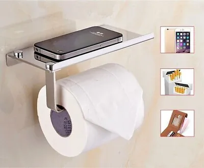 $7.39 • Buy Toilet Paper Holder With Mobile Phone Storage Shelf Holders Wall Mounted Rack