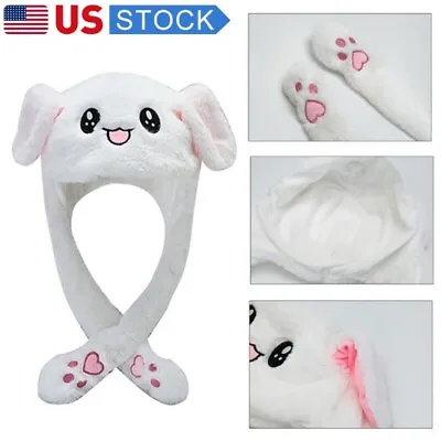 $10.59 • Buy Cartoon Rabbit Hat Cute Ear Moving Ears Glowing Hat Funny Bunny Plush Cap Gifts