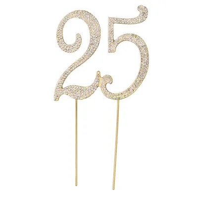  25 Cake Anniversary Topper Rhinestone Cupcake 25th Birthday Number Hat • £10.79