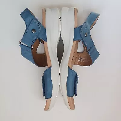 Earth Relief Pod Peak Slingback Leather Sandals Blue Casual Women’s Size 7 • $25