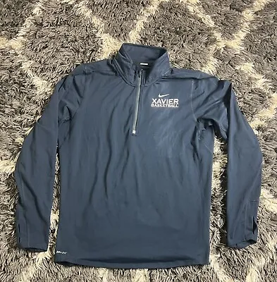 Xavier Basketball Nike Jacket Adult Medium Dri-Fit Blue Pullover 1/4 Zip • $20