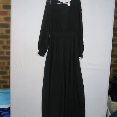 Forever New Womens Maxi Dress Size 8(AU) Or XS Black V-Neck Pleated Long Sleeve • $17.59