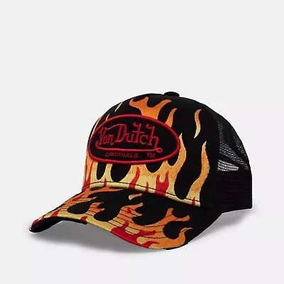 Von Dutch Cap Hat Trucker Classic Logo Flames Biker Styled ONE SIZE Unisex • $100