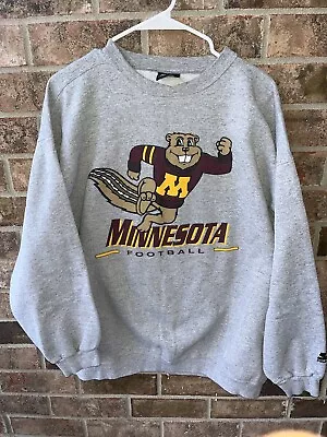 Vintage 90’s Minnesota Golden Gophers Crewneck Sweatshirt Made In USA STARTER • $39.95