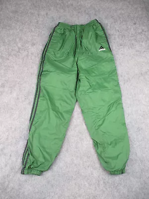 Vintage Adidas Pants Mens Small Green Black Windbreaker Track Jogger Striped Y2K • $24.95