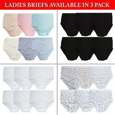 Ladies Briefs Knickers Womens Underwear Full 100% Cotton Comfort Fit Size M-3XL • £6.29