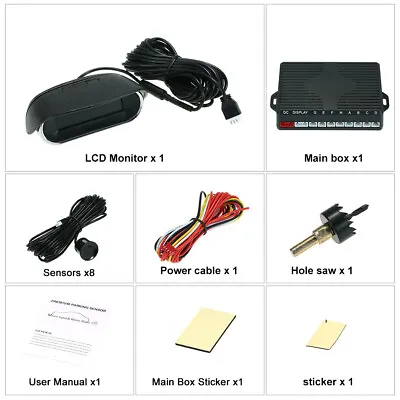 8 Parking Sensors LCD Car Reverse Backup Rear Ra-dar System Alert  Kit O0P3 • $59.47