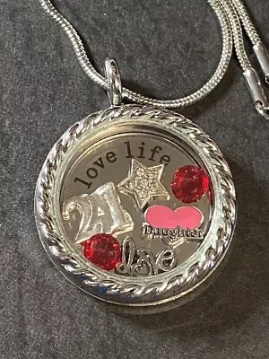 July 21st Birthday Gift Daughter Memory Locket Necklace Charms + Birthstone • £8.95