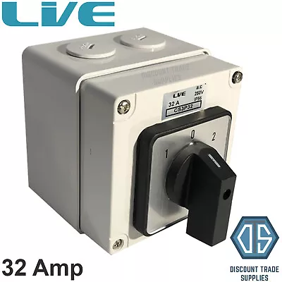 Live IP66 Enclosed Changeover Switch 32 Amp 3 Pole Surface Mounted Free P&P • £32.99