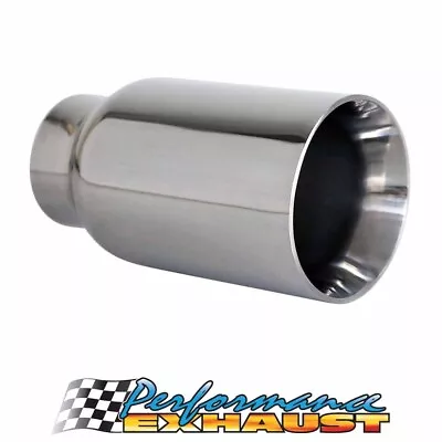 Straight Cut Inner Cone STAINLESS Exhaust Tip - 2.5  In - 3.5  Out (6.5  Long) • $46