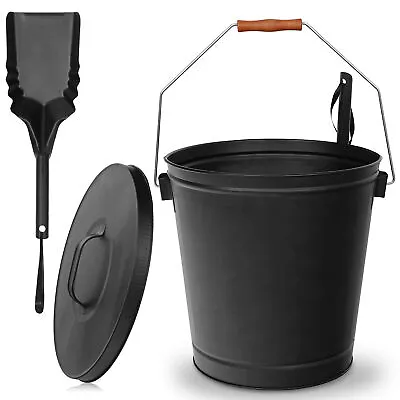 Steel 5 Gallon Fireplace Ash Bucket With Shovel Hold Heat Classic Wooden Grip • $35.58