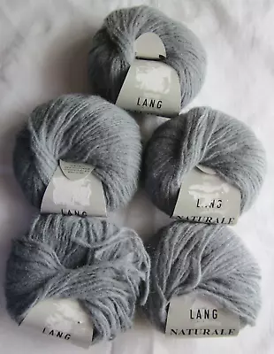 Lang Yarns Naturale Wool Blend Yarn ~ Lt. Grey ~25 Grams Each~ Lot Of 5 • $35