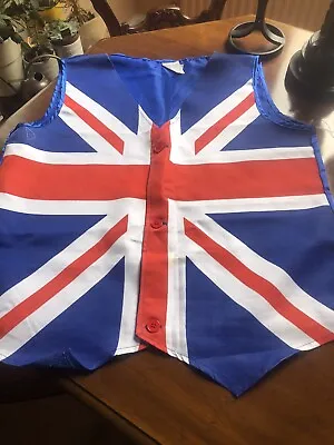 Worn Once  Men's XL Union Jack Waistcoat And Bow Tie • £9.50