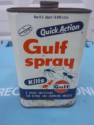 Vintage 1 Quart Gulf Insect Spray Tin Quick Action Full/unopened. • $34.99