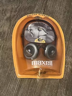 Maxell NB-303F Neckband Headphones Black Silver New Lightweight Foldable Y2K • $13.24