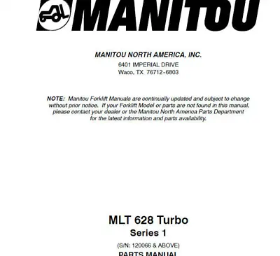 Manitou MLT628 Series 1 Parts Catalog • £29.99