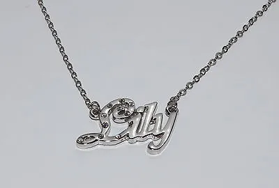 LILY 18ct White Gold Plating Necklace With Name - Birthday 21st Christmas Gifts • £31.98