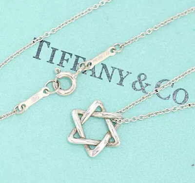 Tiffany & Co. Star Of David Necklace 16  Silver 925 Peretti Auth W/Bag O112-2 • $210.76