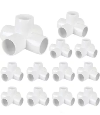 12 Pack 1 Inch 5 Way PVC Elbow Fittings 5-way Cross PVC Fitting Connector • $23.98