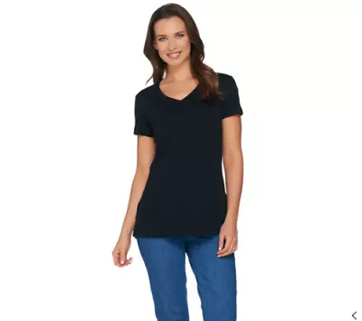 $12.99 • Buy Isaac Mizrahi Live Essentials V-neck Short Sleeve Top-A286116-NEW