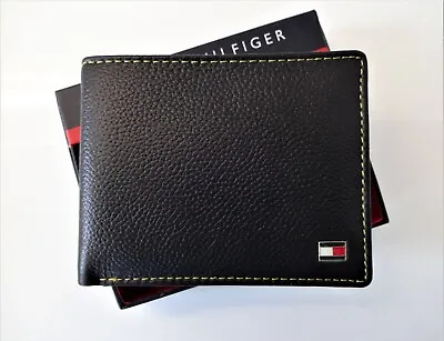 £18 • Buy New 'TOMMY HILFIGER' Men's Leather Wallet Metal Logo,Coin Pouch, Yellow Stitches