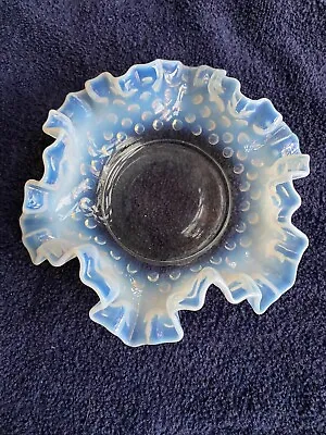 Vintage Fenton Moonstone Opalescent Hobnail Ruffled Edge Bowl Candy Dish 6”  • $10