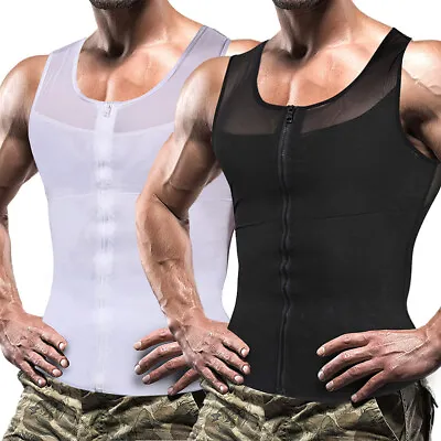 Men Best Slimming Body Shaper T-Shirt Tummy Control Tank Male Corset Girdle Top • $14.99