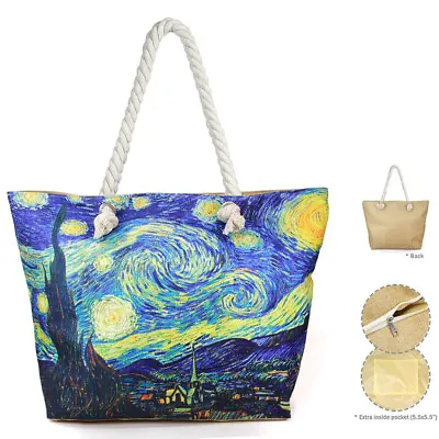 NEW The Starry Night By Van Gogh Large Travel Beach Tote Shoulder Bag Purse • $24.95