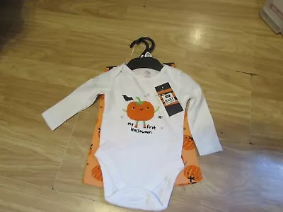 Baby's Novelty My First Halloween Pumpkin Themed Costume In 3 Sizes 0 To 12 Mths • £12