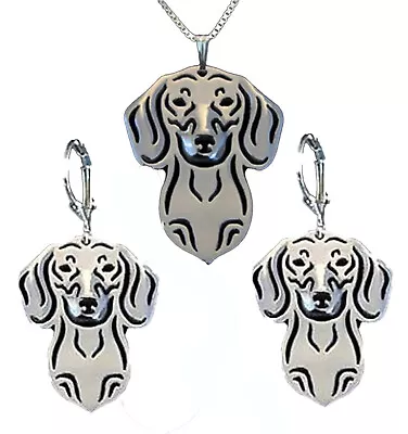 Dachshund Dog Sterling Silver Earrings Necklace Set Women Ginger Lyne Collection • $21.99