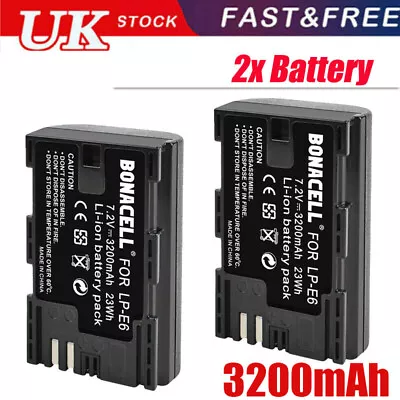 2x 3200mAh Battery LP-E6N LP-E6 For Canon EOS 60D 70D 80D 5D MK II Mark IV 5DS R • £20.99