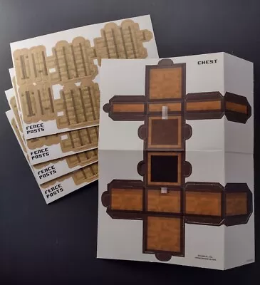 New Minecraft Papercraft Utility Pack Pages 1 Chest & 4 Fencepost  • $11.95