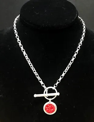 VINTAGE LABELLE Sterling Silver ALLIGATOR Necklace RED • $22.47