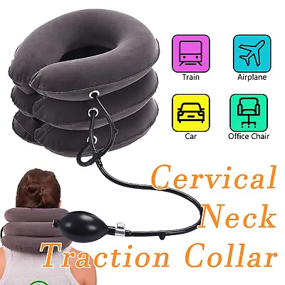 Cervical Neck Traction Collar Adjustable Neck Stretcher Neck Massage For Home UK • £10.98