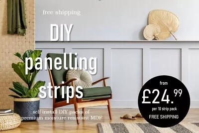 DIY Wall Panel Strips | Choice Of Widths And Thickness | Moisture Resistant MDF • £25.99