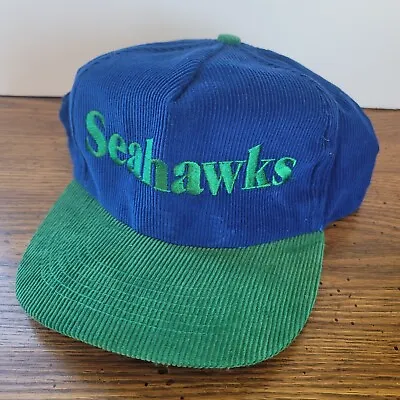 Seattle Seahawks Blue & Green Corduroy Hat Cap Vintage Starline NFL Snapback • $49.99