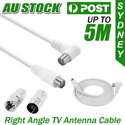$8.45 • Buy Right Angle TV Antenna Cable White Flylead Cord Aerial Coax Male PAL Plug Lead