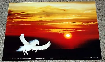 PEGASUS Vintage Poster Sunset Flying Horse 1981 Equestrian Barn Girls Room Decor • $15